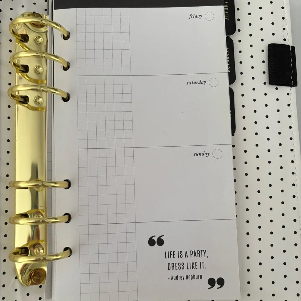 Floral day planner with Gold Script